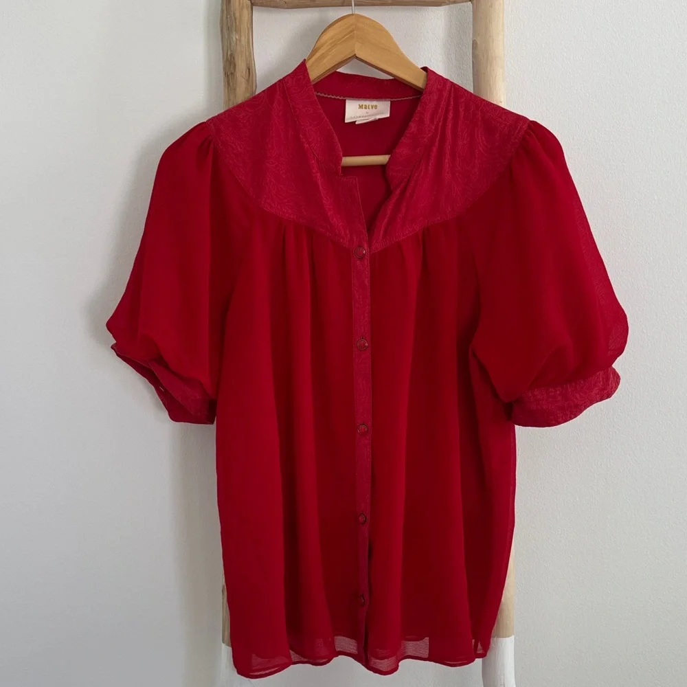 Maeve Anthropologie Red Blouse - Picture 1 of 6